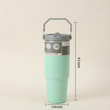 30 oz Insulated Stainless Steel Tumbler with Flip Straw Lid, Leak Resistant Travel Mug, Double Wall Vacuum Cup, BPA-Free, Cup Holder Friendly