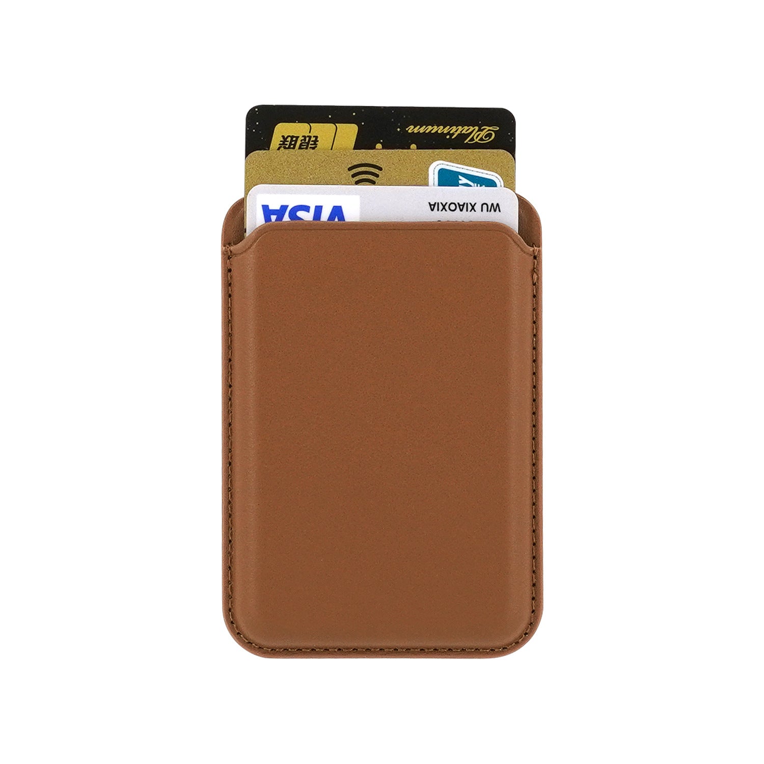 Brown magnetic card wallet 