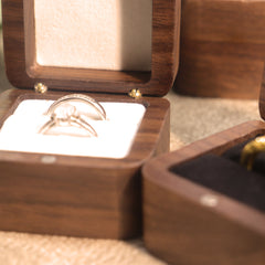 Wooden ring box with velvet interior for Sielux SL2 engraved gifts