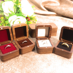 Wooden ring box with velvet lining for Sielux SL2 laser engraving