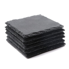Premium 6-Pack Square Slate Coasters - Perfect for Laser Engraving & Home Decor