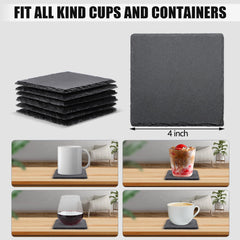 Premium 6-Pack Square Slate Coasters - Perfect for Laser Engraving & Home Decor